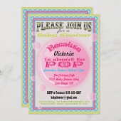 彼女はベビーシャワー招待状に行ポップ・アートのく 招待状 (正面/裏面)