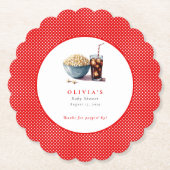 彼女はポップコーンポップ・アートのソーダの赤ちゃんシャワーを開こうとしている ペーパーコースター (正面)