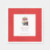 彼女はポップコーンポップ・アートのソーダの赤んポップ・アートのだシャワーを開こうとしている スタンダードカクテルナプキン (正面)