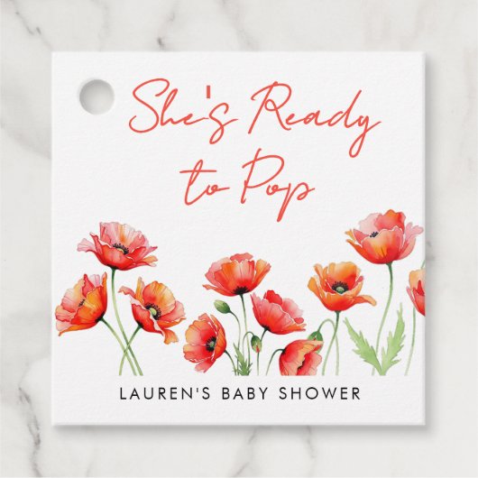 彼女はポピーの花ポップ・アートの春赤ちゃんシャワー準備ができている フェイバータグ (正面)