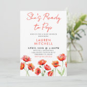 彼女はポピーの花ポップ・アートの春赤ちゃんシャワー準備ができている 招待状 (スタンド正面)