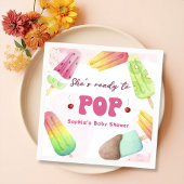 彼女はポプシクルの赤んポップ・アートの坊シャワーのナプキンの準備ができている スタンダードカクテルナプキン