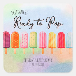 彼女はポプシクルの赤ポップ・アートのちゃんシャワーの準備ができている スクエアシール