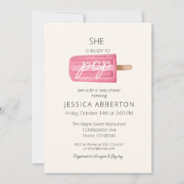 彼女はポプシクルの赤ポップ・アートのちゃんシャワーの準備ができている 招待状