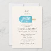 彼女はポプシクルの赤ポップ・アートのちゃんシャワーの準備ができている 招待状 (正面)