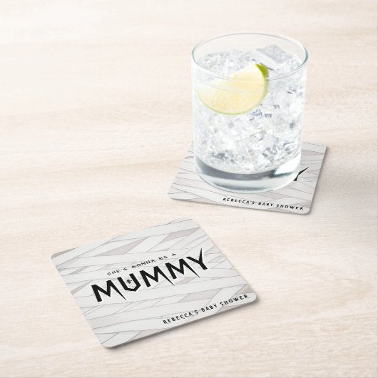 彼女はママのハロウィーンの赤ちゃんシャワーになる スクエアペーパーコースター (インサイチュ)