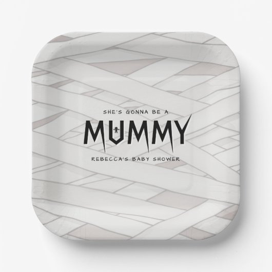 彼女はママのハロウィーンの赤ちゃんシャワーになる ペーパープレート (正面)