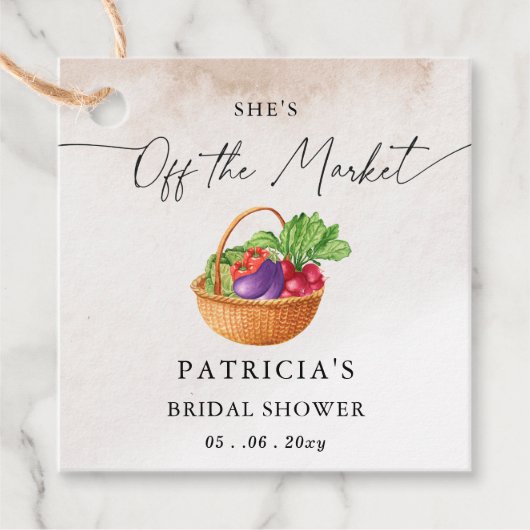 彼女はマーケットから姿を消した ファーマーズマーケット ブライダルシャワー フェイバータグ (正面)