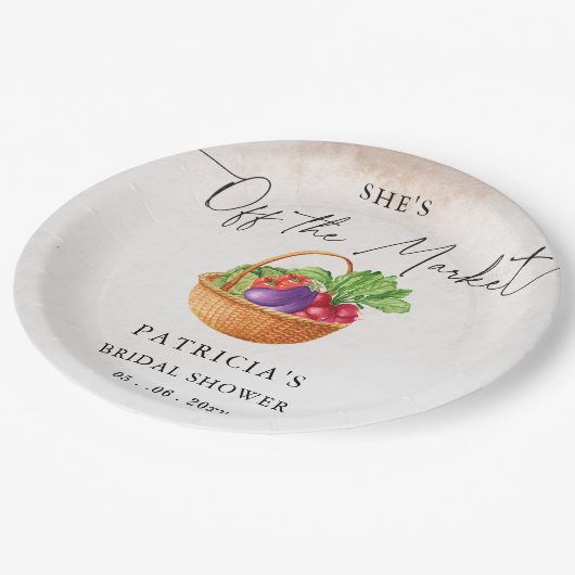 彼女はマーケットから離れてる ブライダルシャワー ペーパープレート (アングル)