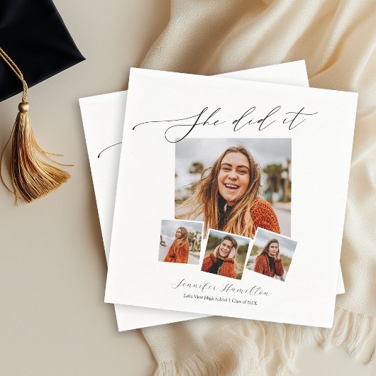 彼女はミニマルな写真を行ったグラードパーティー スタンダードカクテルナプキン