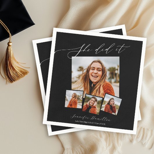 彼女はミニマルな写真を行ったグラードパーティー スタンダードカクテルナプキン