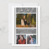 彼女はミニマルシンプル主義の灰色の卒業をした 案内状 (正面)