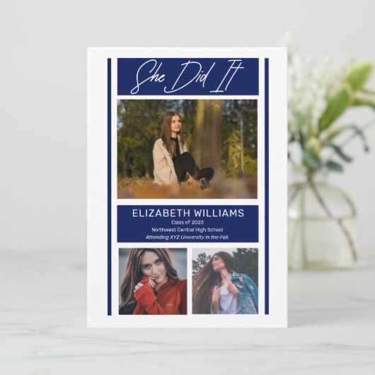 彼女はミニマルシンプル主義の青色卒業した 案内状 (スタンド正面)