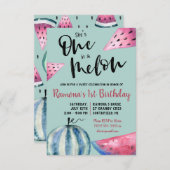 彼女はメロンに入ってる!スイカをテーマにした誕生日 招待状 (正面/裏面)