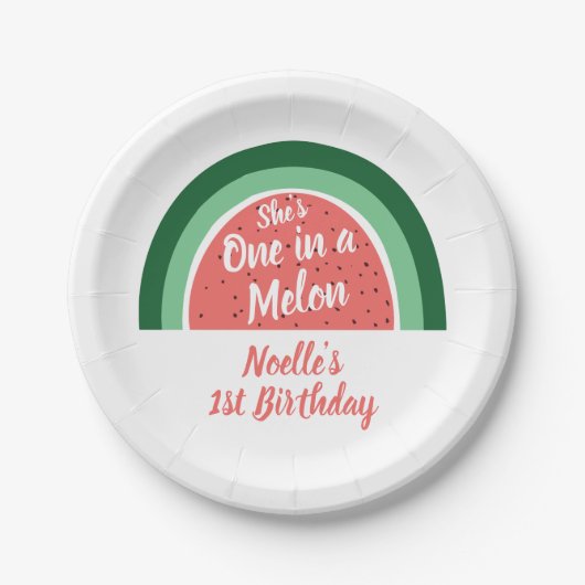彼女はメロンの一つ、スイカの虹の誕生日 ペーパープレート (正面)