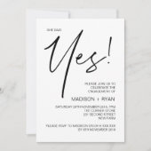 彼女はモダンな婚約パーティの黒及び白賛成しました 招待状 (正面)