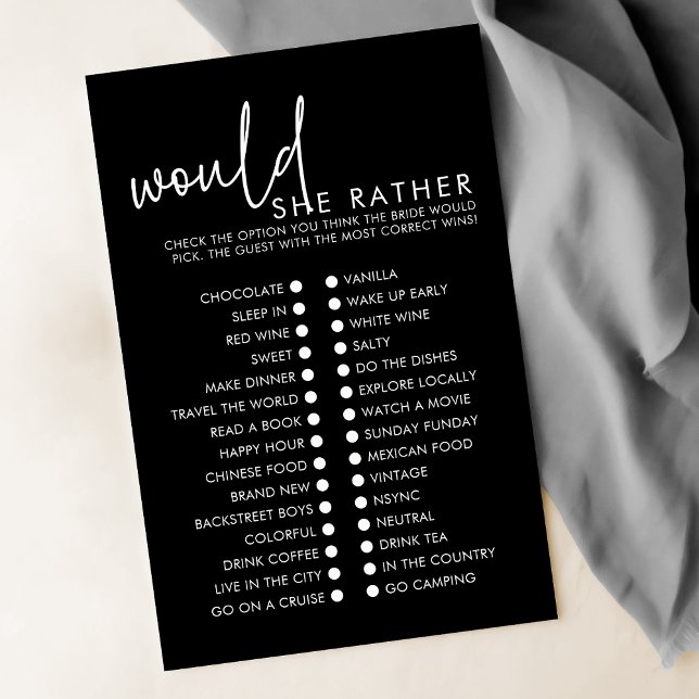 彼女はモダンむしろブライダルシャワーゲームは黒 (クリエイターアップロード済み)