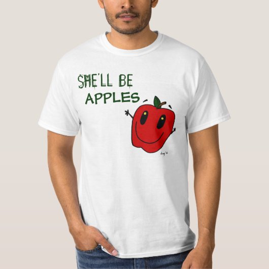 彼女はリンゴのメンズバリューTシャツになるだろう Tシャツ (正面)