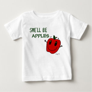 彼女はリンゴの乳児Tシャツになる ベビーTシャツ