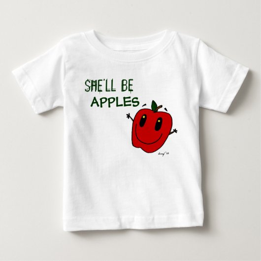 彼女はリンゴの乳児Tシャツになる ベビーTシャツ (正面)