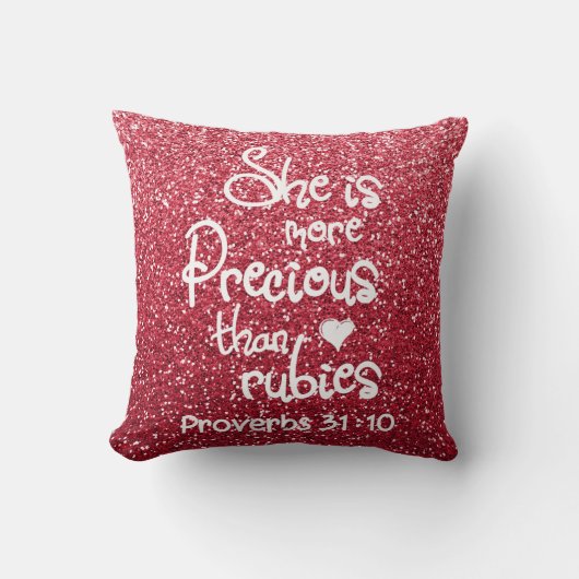 彼女はルビーの諺のグリッターより大切です クッション (正面)
