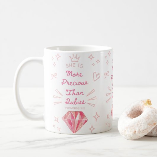 彼女はルビー大切スよりもキリスト教の信仰だ コーヒーマグカップ (ドーナツ)
