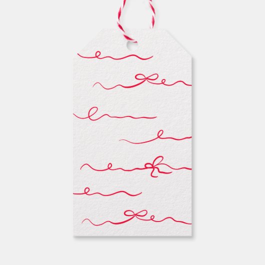 彼女はレトロなピンクと赤の結び目を結ん感謝していだ ギフトタグ (裏面)