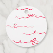 彼女はレトロな波色のピンクと赤の結び目を結んでいる フェイバータグ (裏面)