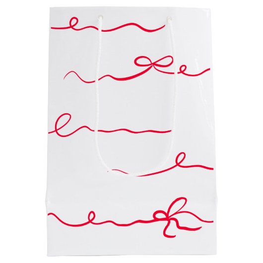 彼女はレトロピンクと赤の結び目を結んでいるブライダル ミディアムペーパーバッグ (裏面)