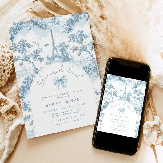 彼女はロマンチックフランスのなブライダルシャワーだ 招待状