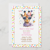 彼女はワイルドワンキリンの1歳の誕生日パーティー 招待状 (正面)