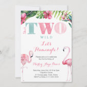彼女はワイルド2歳の誕生日フラミンゴパーティーカード 招待状 (正面)