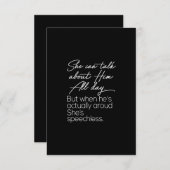 彼女は一日中映画について話すことができるが、彼が演技している時は サンキューカード (正面/裏面)