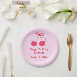 彼女は上のさくらんぼコケットの女の子ベビーシャワー ペーパープレート