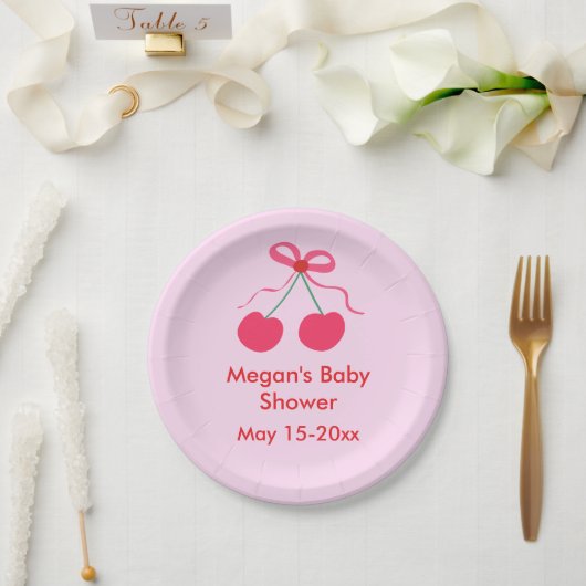彼女は上のさくらんぼコケットの女の子ベビーシャワー ペーパープレート (ウェディング)