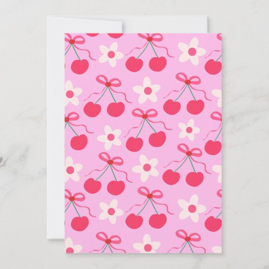 彼女は上のさくらんぼコケットの女の子ベビーシャワー 招待状 (裏面)
