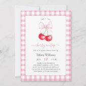 彼女は上弓のさくらんぼお洒落ベビーシャワー 招待状 (正面)