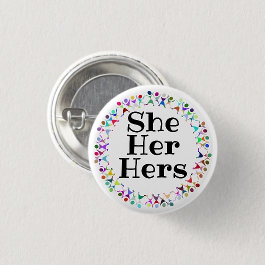 彼女は人間の姿の輪で彼女の発音 缶バッジ (正面&裏面)