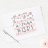 彼女は今すぐピンクポップ・アートののシルバストライプースノー スクエアシール (封筒)