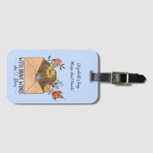 "彼女は住所カード付きの荷札を飛ぶ ラゲッジタグ (正面横)