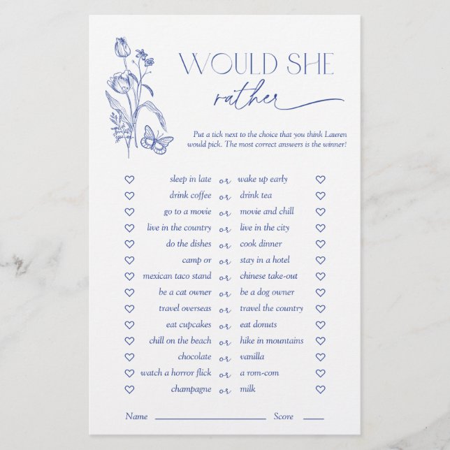 彼女は何か青いブライダルシャワー (正面)