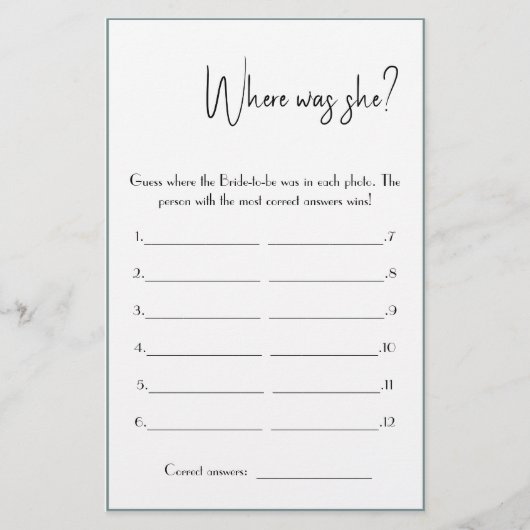 彼女は何処にいた？シャワーゲームカードフライヤー チラシ (正面)