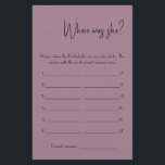 彼女は何処にいた?シャワーゲームカードフライヤー チラシ<br><div class="desc">自分のテキストを追加して自分で作成する。高度な編集ツールにアクセスするには、「パーソナライズ」に移動し、下にスクロールし、「さらにクリック」リンクを押す。より一致するクリックデザインの場合は、「このコレクションの他の製品」リンク</div>