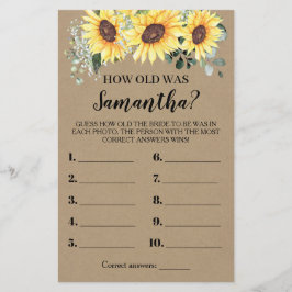 彼女は何歳だった緑のひまわりゲームカード チラシ