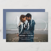 彼女は保存日付の書道カードv3賛成します セーブザデート (正面/裏面)