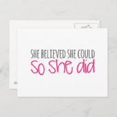 彼女は信じできるよう、彼女はそうした ポストカード (正面/裏面)