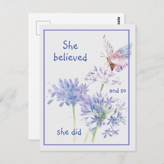 「彼女は信じやる気を起こさせる引用文 ポストカード (正面/裏面)