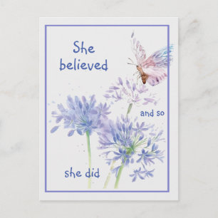 「彼女は信じやる気を起こさせる引用文 ポストカード