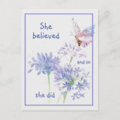 「彼女は信じやる気を起こさせる引用文 ポストカード (正面)
