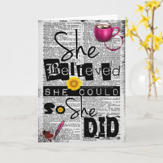 彼女は信じカードを書くことができた カード (黄色い花)